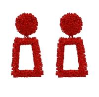 Metalen oorbellen eenvoudige geometrische reliëf bloemen oorbellen retro Fashion persoonlijkheid oorbellen (rood)