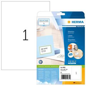 Herma 5065 Universele etiketten 210 x 297 mm Papier Wit 25 stuk(s) Permanent hechtend Inkjet, Laser (zwart/wit), Laser (kleur), Kopiëren (zwart/wit), Kopiëren