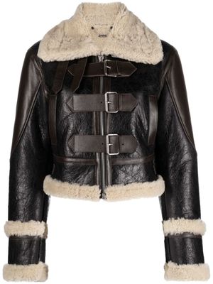 Blumarine veste en cuir Giacca à détails lainés - Noir