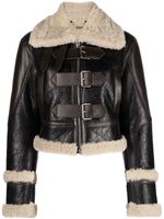 Blumarine veste en cuir Giacca à détails lainés - Noir