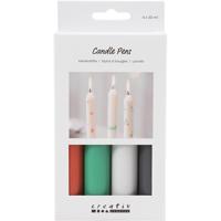 Creativ Company Kaarsenstiften, zwart, groen, lichtgrijs, rood, 4x30 ml/ 1 doos