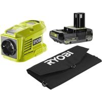Reisset - RYOBI - 21 W zonnepaneel + RY18BI150B-0 transformator / lader + 1 18 V 2,0 Ah lithium+ batterij