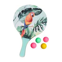 Summertime Beachball set - hout - groen - strand sport speelset - met 5x balletjes - thumbnail