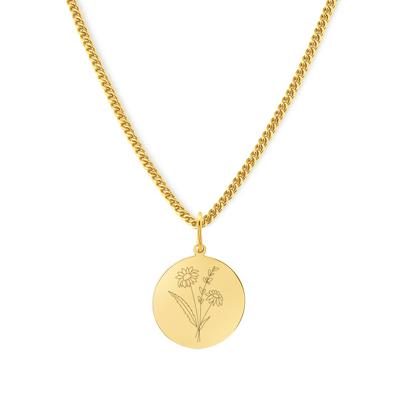 Gegraveerde geboortebloem ketting - Stainless steel - Goud - April - madeliefje