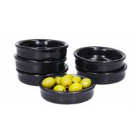Mini tapas schaaltjes/bakjes - 6x - zwart - 7,5 cm - aardewerk saus schaaltjes
