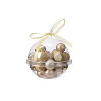 30x stuks kleine kunststof kerstballen bruin/goud/champagne 3 cm - Kerstbal - thumbnail