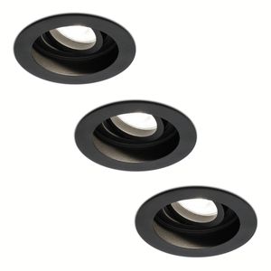 HOFTRONIC™ Set van 3 stuks dimbare LED inbouwspot Laredo 5 Watt 4000K zwart kantelbaar IP20
