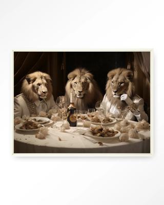 Urban Cotton Wandkleed 'The Gentlelions Club' 145 x 190cm in Floating Frame - off white