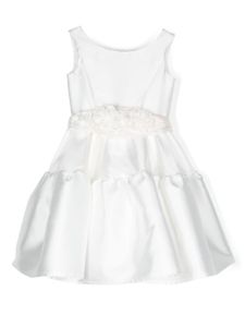 Monnalisa robe en coton à appliqués fleurs - Blanc