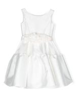 Monnalisa robe en coton à appliqués fleurs - Blanc