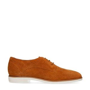 Manfield suède veterschoenen cognac