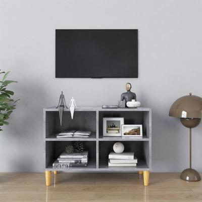 Tv-meubel met massief houten poten 69,5x30x50 cm betongrijs