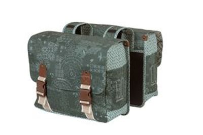 Basil bohème dubbele fietstas - waterafstotend - polyester - groen - 35l