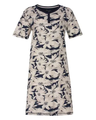 Medaillon dames nachthemd korte mouw - "Flowers"