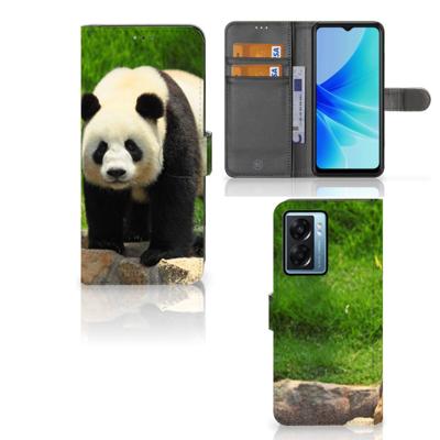 OPPO A77 5G | A57 5G | Telefoonhoesje | Met pasjeshouder | Panda