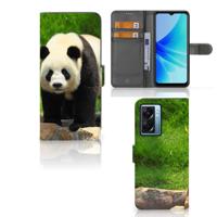 OPPO A77 5G | A57 5G | Telefoonhoesje | Met pasjeshouder | Panda