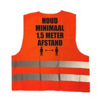 Houd 1,5 meter afstand pictogram vestje / hesje oranje met reflecterende strepen voor volwassenen