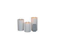 3St Wit Kaars Wax Rustiek 3D Lont 7,5X10/12,5/15Cm Afstandsbediening 3X3Aaa Anna's Collection - Annas collection