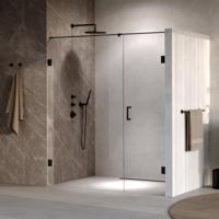 Brauer Void - Nisdeur - 2-Delig - Helder Glas - 180 x 200 cm - Omkeerbaar - met Draaideur 70 cm - Aan Muur - incl. Glascoating - Mat Zwart