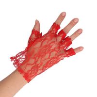 Rode korte kanten handschoenen voor dames - thumbnail