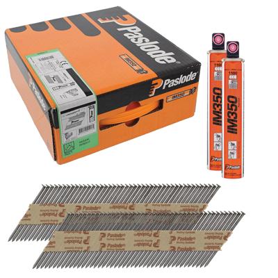 Paslode 34° Papier Gebonden Stripnagels IM350 | D-kop | 2,8x80 mm | Blank | Glad | +2x Gas VE=2200 - 141218
