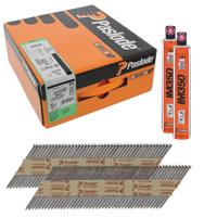 Paslode 34° Papier Gebonden Stripnagels IM350 | D-kop | 3,1x90 mm | Blank | Glad | +2x Gas VE=2200 - 141233