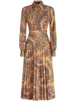 ETRO paisley-print plissé dress - Orange