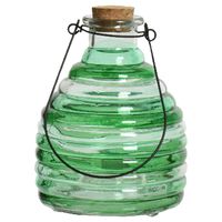 Wespenvanger/wespenval met hengsel - glas - groen - D13 x H17 cm