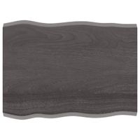 Tafelblad natuurlijke rand 80x60x4 cm eikenhout donkerbruin - thumbnail