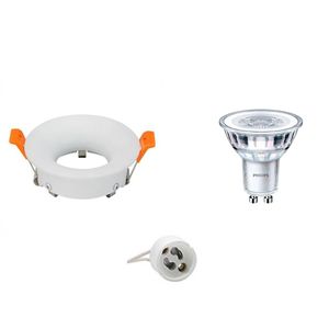 LED Spot Set - GU10 Fitting - Inbouw Rond - Mat Wit - Ø85mm - Philips - CorePro 827 36D - 4W - Zeer Warm Wit 2700K - Dimbaar