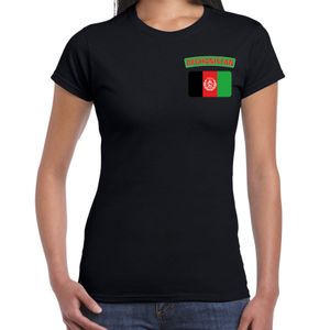 Afghanistan t-shirt met vlag zwart op borst voor dames