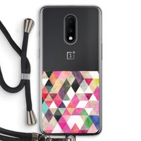Gekleurde driehoekjes: OnePlus 7 Transparant Hoesje met koord