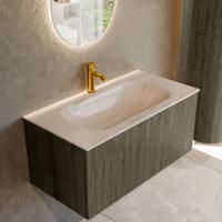 Badmeubel Mondiaz Kurve-Dlux | 90 cm | Meubelkleur Shadow | Wastafelkleur Meli | Solid surface | Wasbak midden spoelbak | 1 kraangat