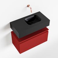 Toiletmeubel Mondiaz Andor | 60 cm | Meubelkleur Fire | Lex vrijhangend wastafel Urban Rechts | Zonder kraangat