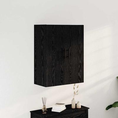 Wandkast Zwart eiken 69.5 x 34 x 90 cm Bewerkt hout