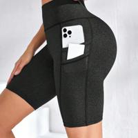 Sport Studio High Waist Biker Shorts with Phone Pocket - Black Black / S