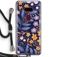 Flowers with blue leaves: HTC U12+ Transparant Hoesje met koord