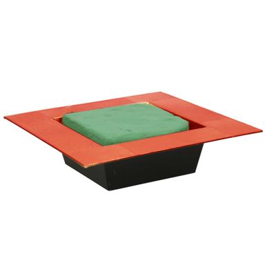 Kerststukje maken basis materiaal - dienblad - rood - 20 x 20 - met steekschuim