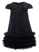 Tulleen lace-detail ruffled dress - Noir