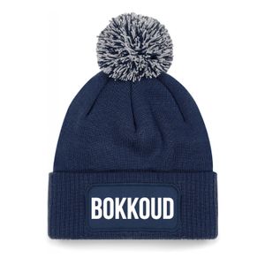 Bokkoud muts met pompon - unisex - one size - Navy - apres-ski muts