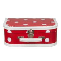 Kinderkoffer polkadot - rood / wit - 25 cm - karton - logeerkoffer / opbergkoffer - kraamcadeau