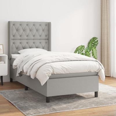 Boxspring met matras stof lichtgrijs 80x200 cm
