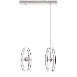 LED Hanglamp - Hangverlichting - Optra - 24W - Natuurlijk Wit 4000K - 2-lichts - Mat Chroom - Aluminium
