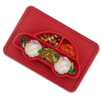 3 STKS geïntegreerde kind food grade silicone vierkante auto plaat (rood)