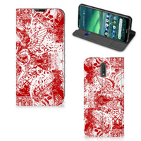 Mobiel BookCase Nokia 2.3 Angel Skull Rood - thumbnail