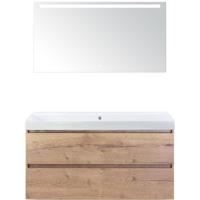 Maxx XL Badmeubelset 120 cm - Natuur Eiken - Wastafel Just Enkel Zonder Kraangat met LED Spiegel