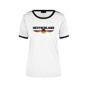 Deutschland wit / zwart ringer landen t-shirt logo met vlag Duitsland voor dames