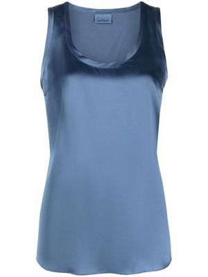 Brunello Cucinelli blouse en soie à encolure ronde - Bleu