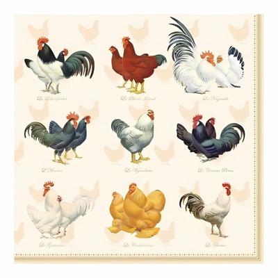 Servetten kippen en hanen - 20x st - 33 x 33 cm - Pasen thema - lunch/diner servetjes - Paas Servetten kippen en hanen - 20x st - 33 x 33 cm - Pasen thema - lunch/diner servetjes - Paas