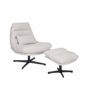 Bronx71 Draaifauteuil met hocker Cristo linnen off white.